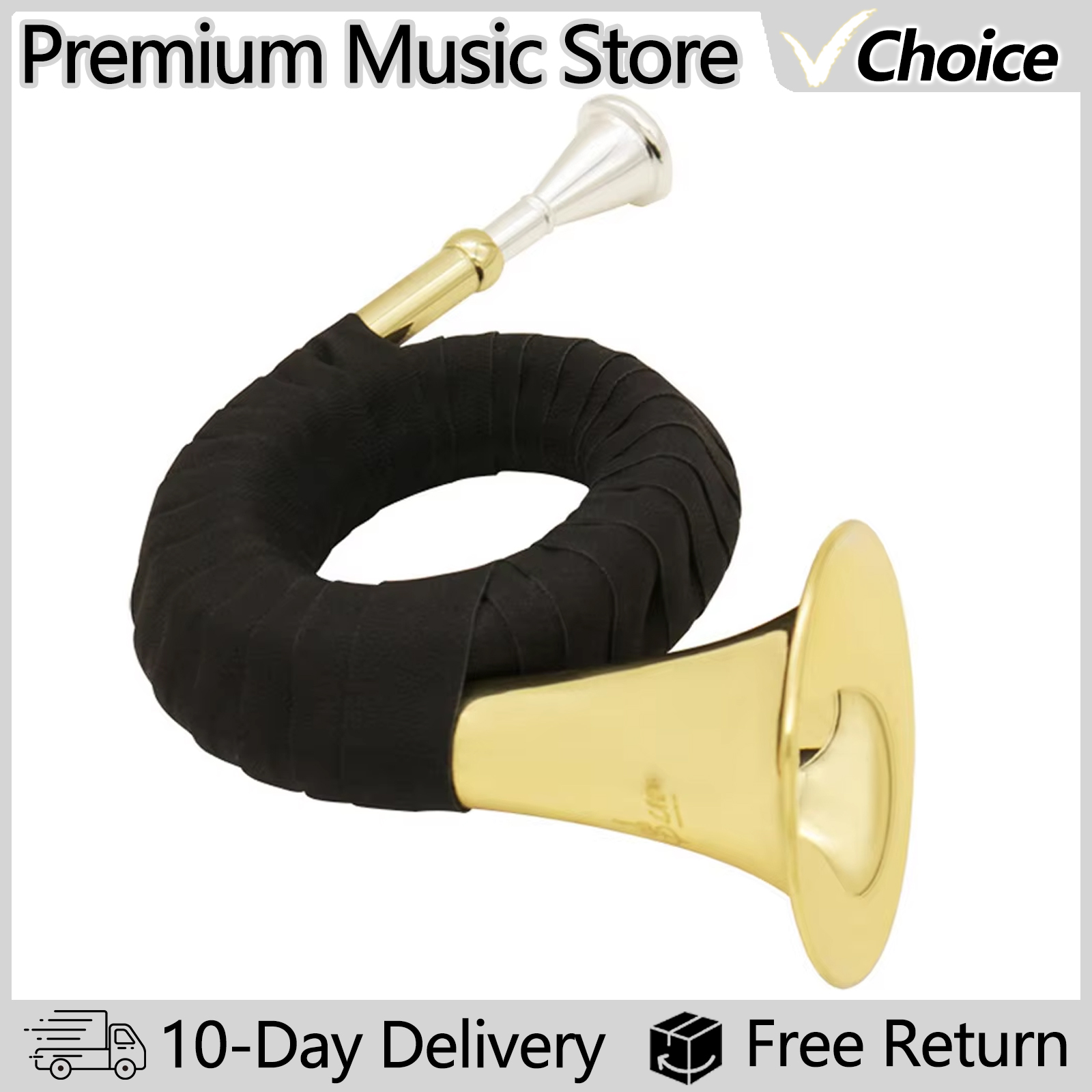 Bagpipe Practice Chanter - SLADE Bb Brass Hunting Horn Gold